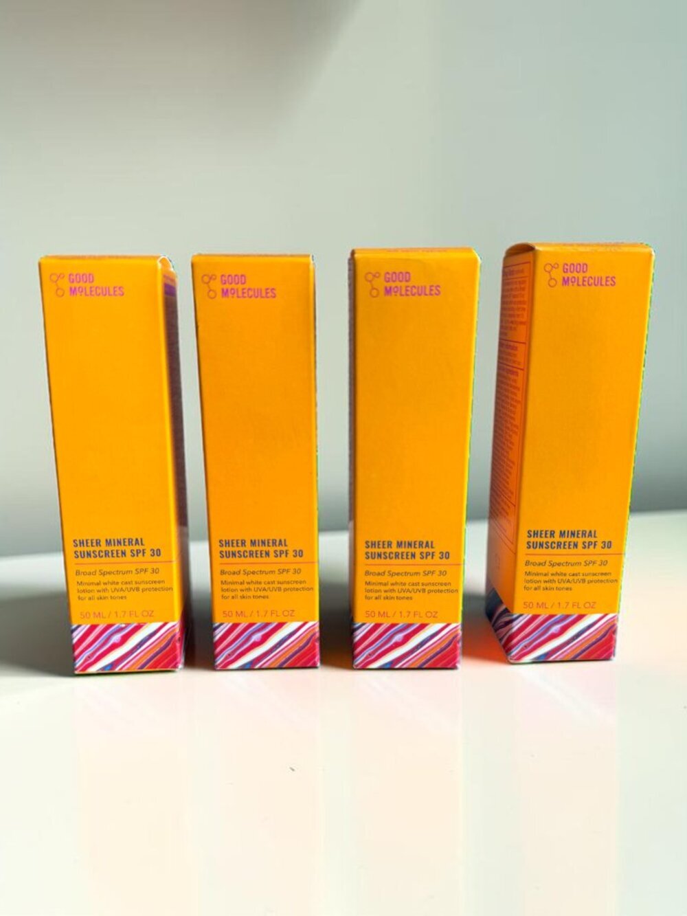 4 boxes Good Molecules Sheer Mineral Sunscreen SPF 30 New In Box Exp 07/2027